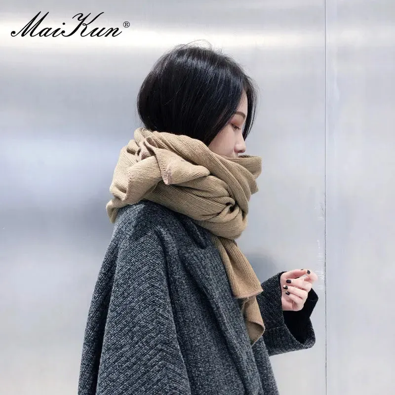 Maikun Thick Warm Scarf For Women Pure Color Ladies Imitation Cashmere  Black Scarf Female Winter To Increase Ahawl