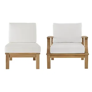 Marina 2 Piece Outdoor Patio Teak Set Natural White EEI-1823-NAT-WHI-SET