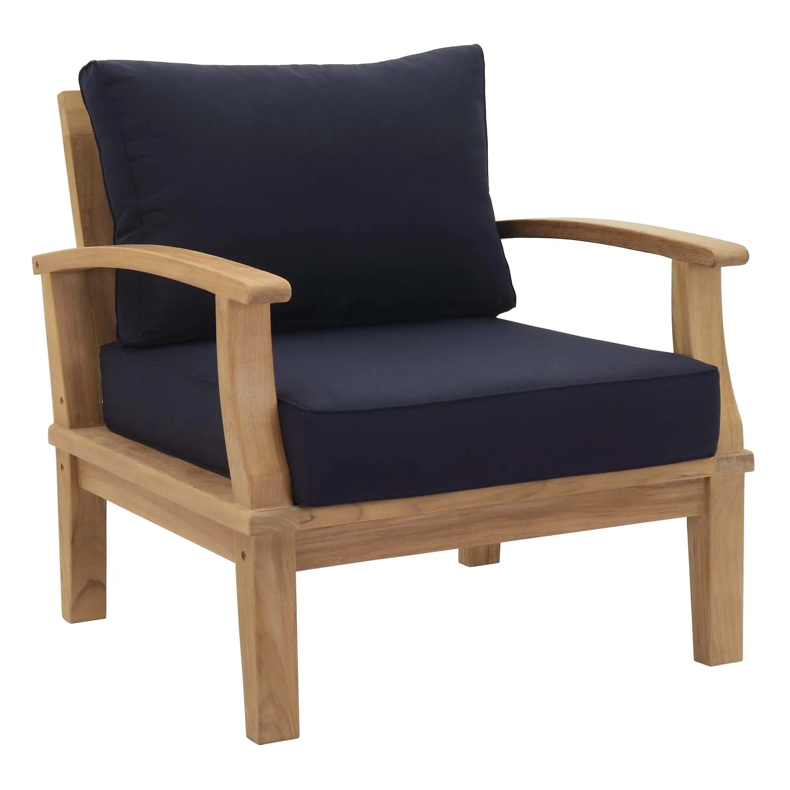 Marina 3 Piece Outdoor Patio Teak Set Natural Navy EEI-1475-NAT-NAV-SET