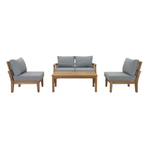 Marina 5 Piece Outdoor Patio Teak Set Natural Gray EEI-1477-NAT-GRY-SET