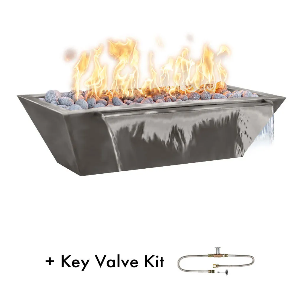 Maya 72" Linear Fire and Water Bowl, Powder Coated Metal - Pool Feature