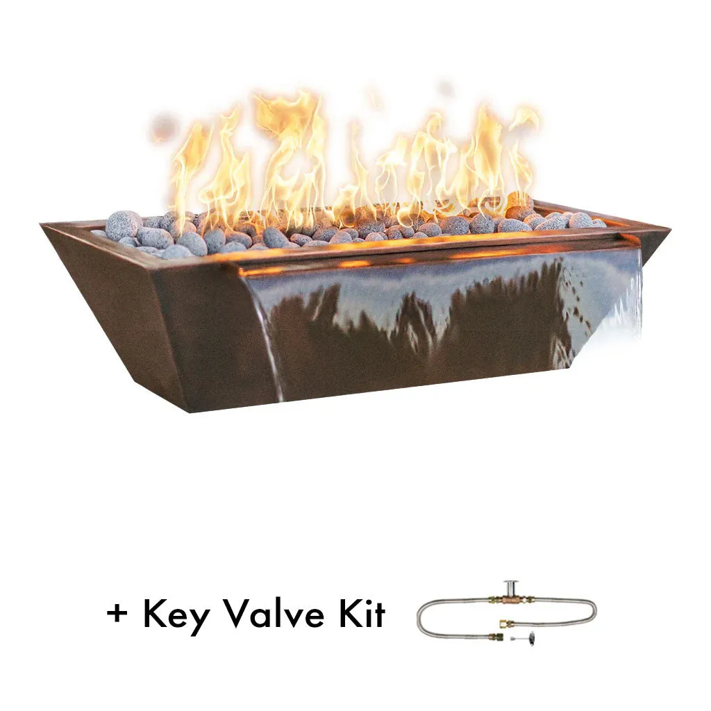 Maya 72" Linear Fire and Water Bowl, Powder Coated Metal - Pool Feature