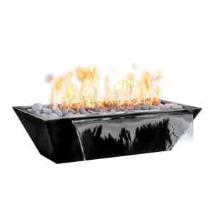 Maya 72" Linear Fire and Water Bowl, Powder Coated Metal - Pool Feature