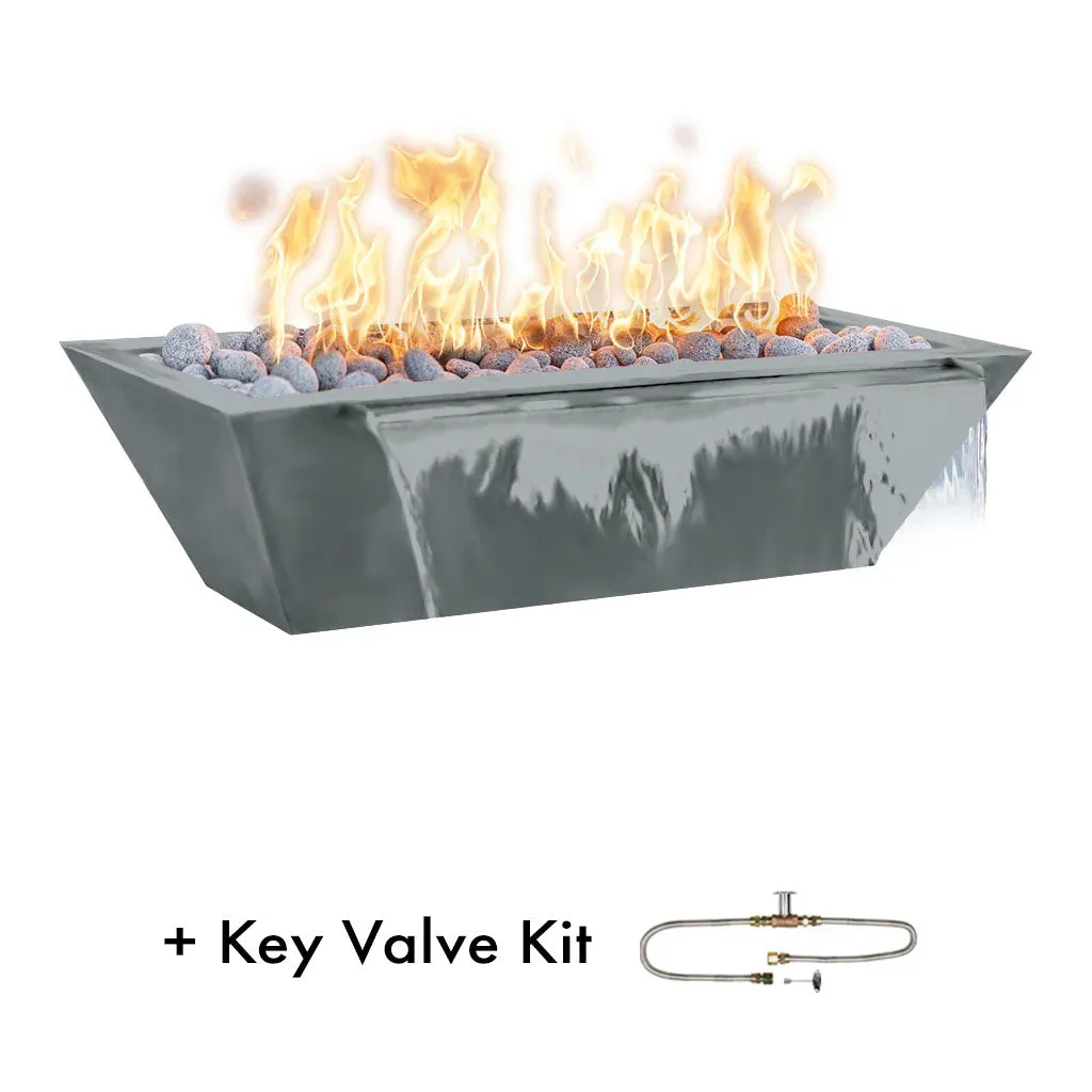 Maya 72" Linear Fire and Water Bowl, Powder Coated Metal - Pool Feature