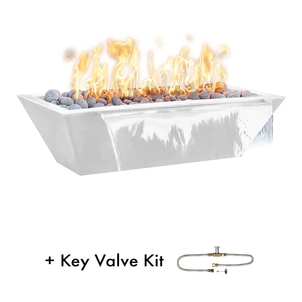 Maya 72" Linear Fire and Water Bowl, Powder Coated Metal - Pool Feature