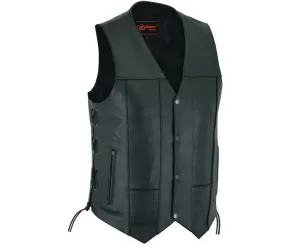 Men's 10 Pocket Leather Motorcycle Vest