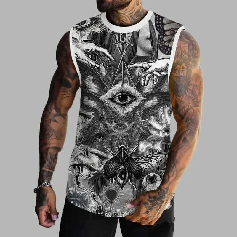 MEN'S BASIC PRINTED ROUND NECK VEST 26463538YM