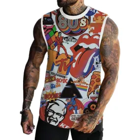 MEN'S BASIC PRINTED ROUND NECK VEST 89984096YM