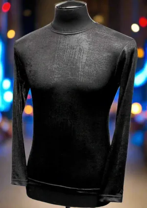 MEN'S LONG SLEEVE TEE - METALLIC BLACK FABRIC