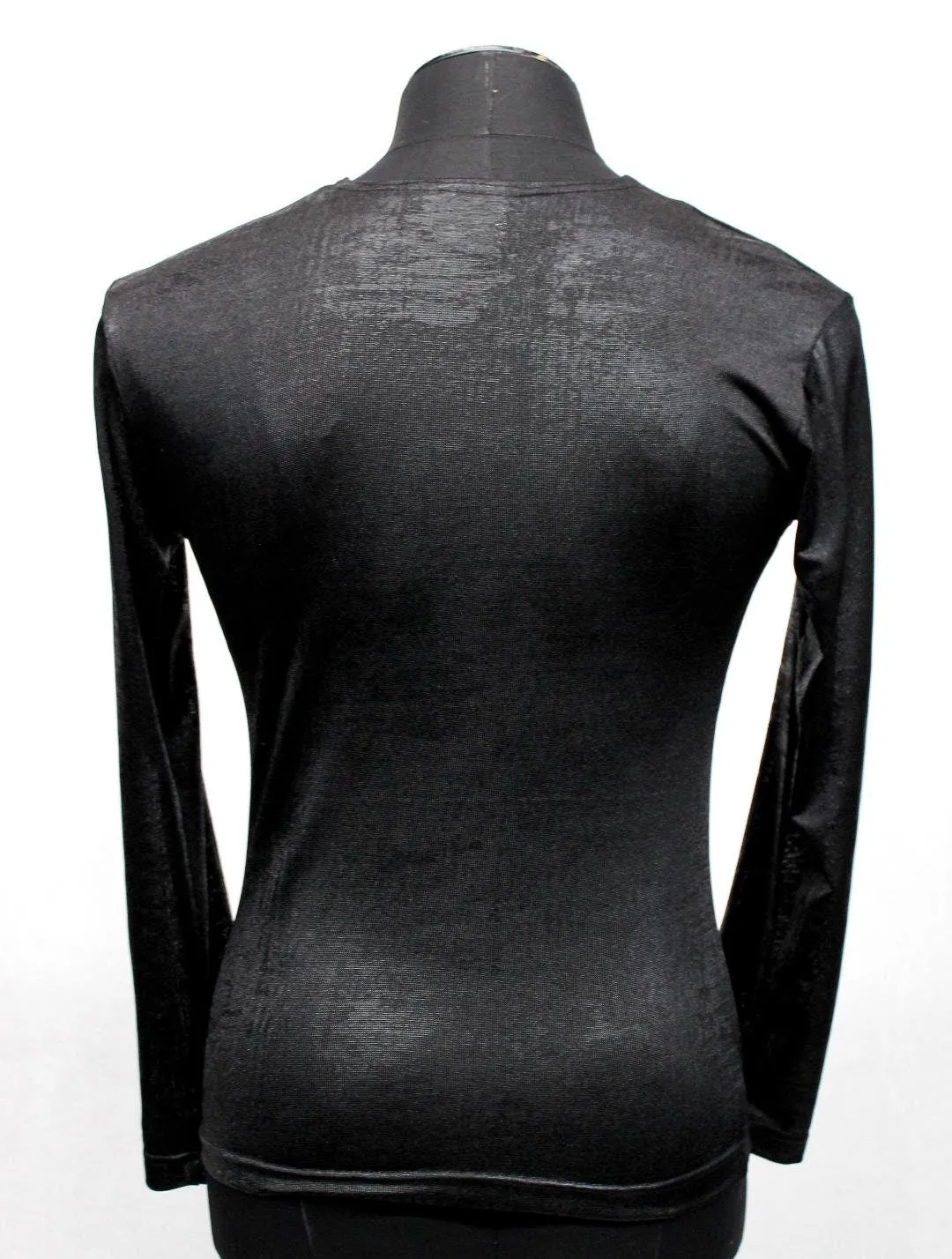 MEN'S LONG SLEEVE TEE - METALLIC BLACK FABRIC