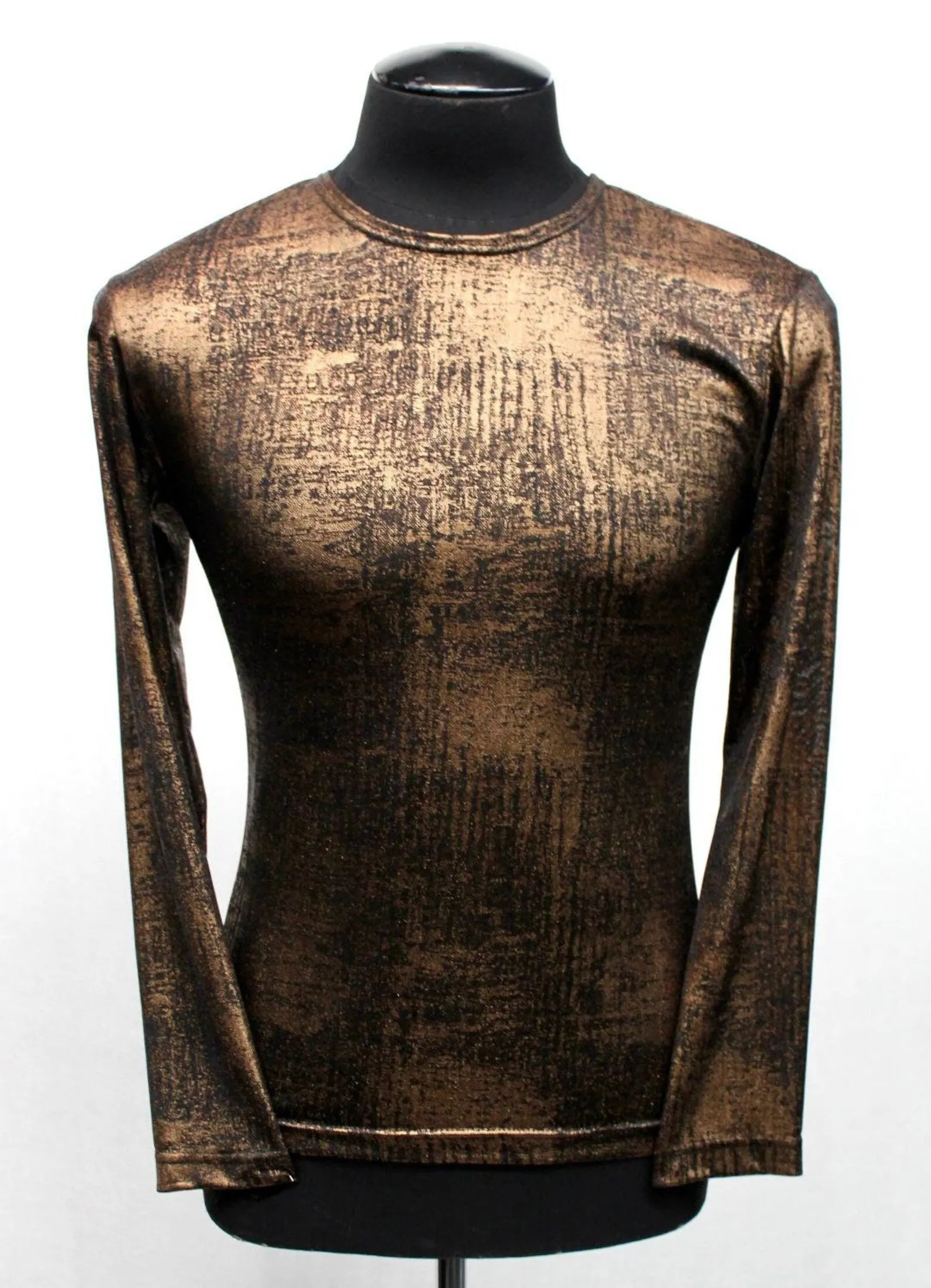 MEN'S LONG SLEEVE TEE - METALLIC BRONZE FABRIC