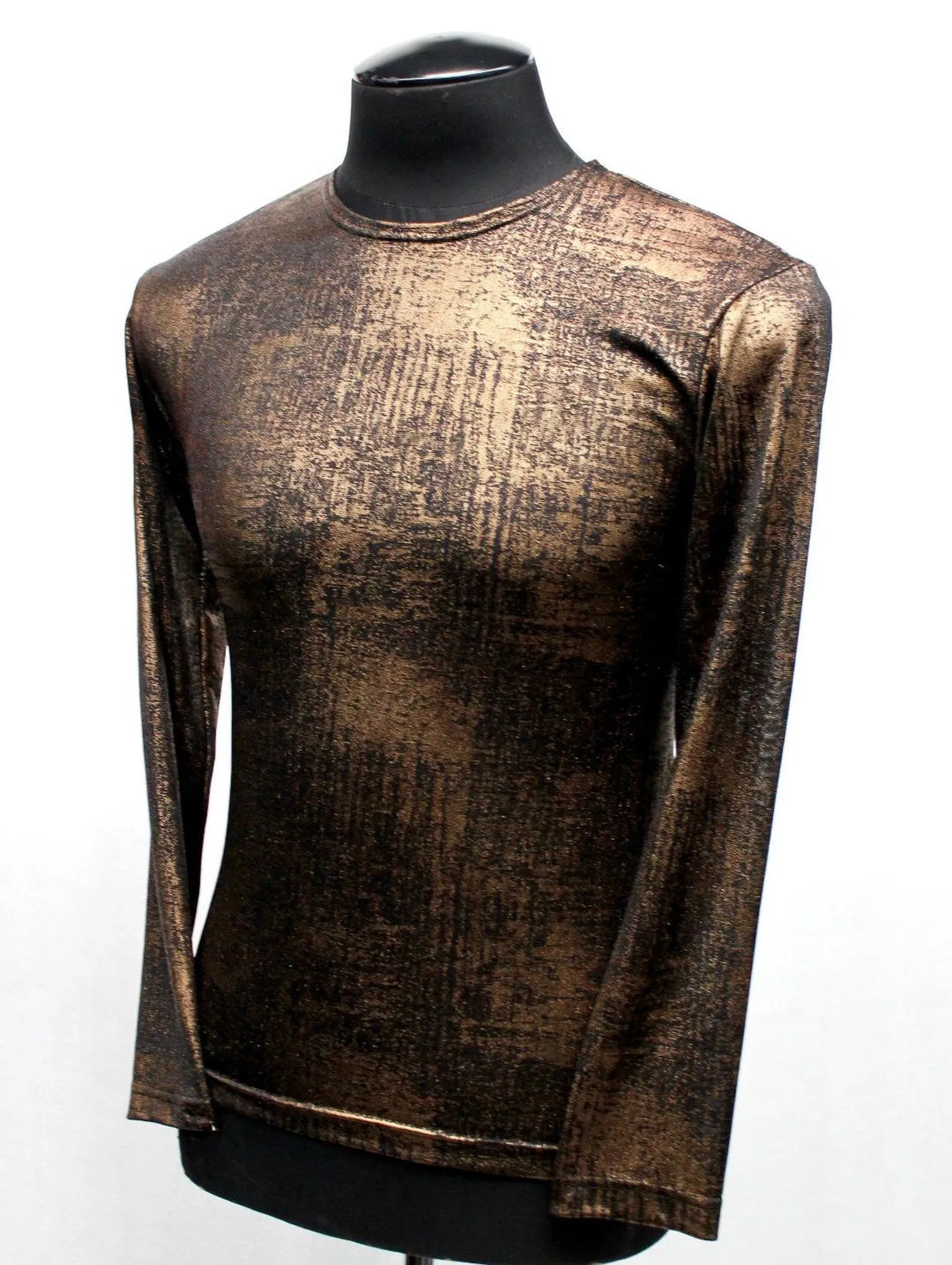 MEN'S LONG SLEEVE TEE - METALLIC BRONZE FABRIC