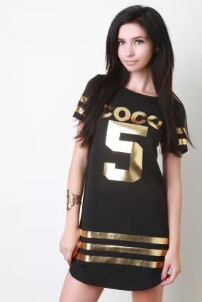 Metallic Coco 5 Jersey Shirt Dress