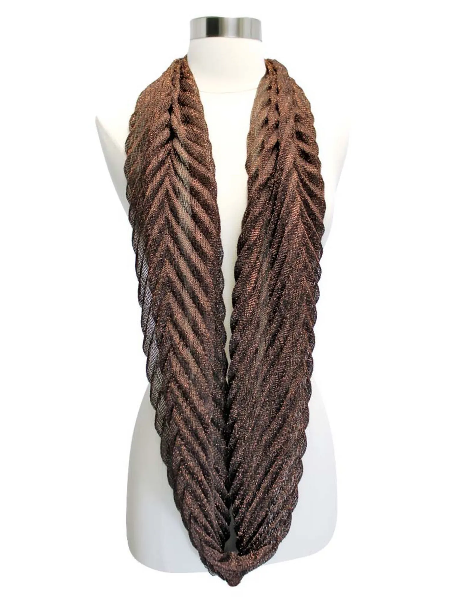 Metallic Pleated Circular Infinity Scarf