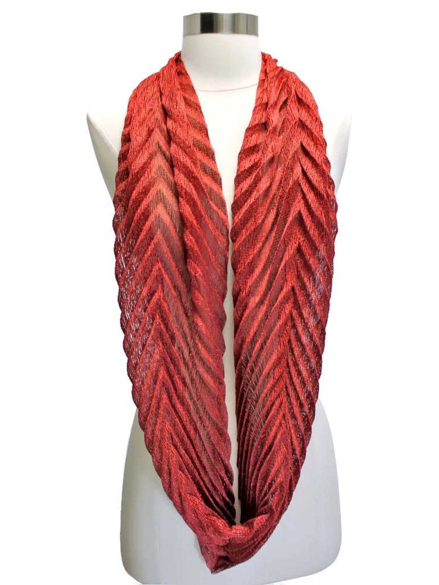 Metallic Pleated Circular Infinity Scarf