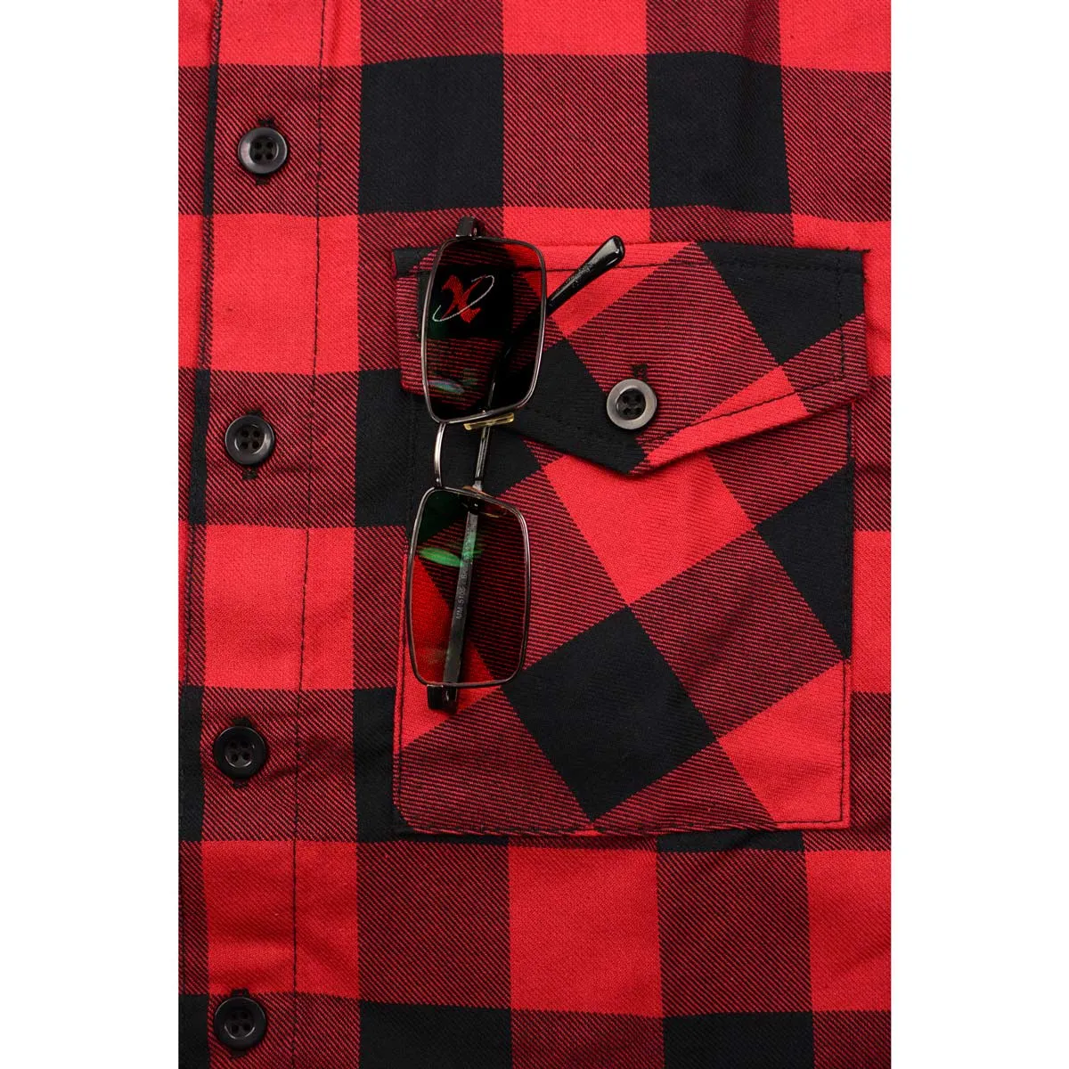 Milwaukee Leather Men's Flannel Plaid Shirt Black and Red Long Sleeve