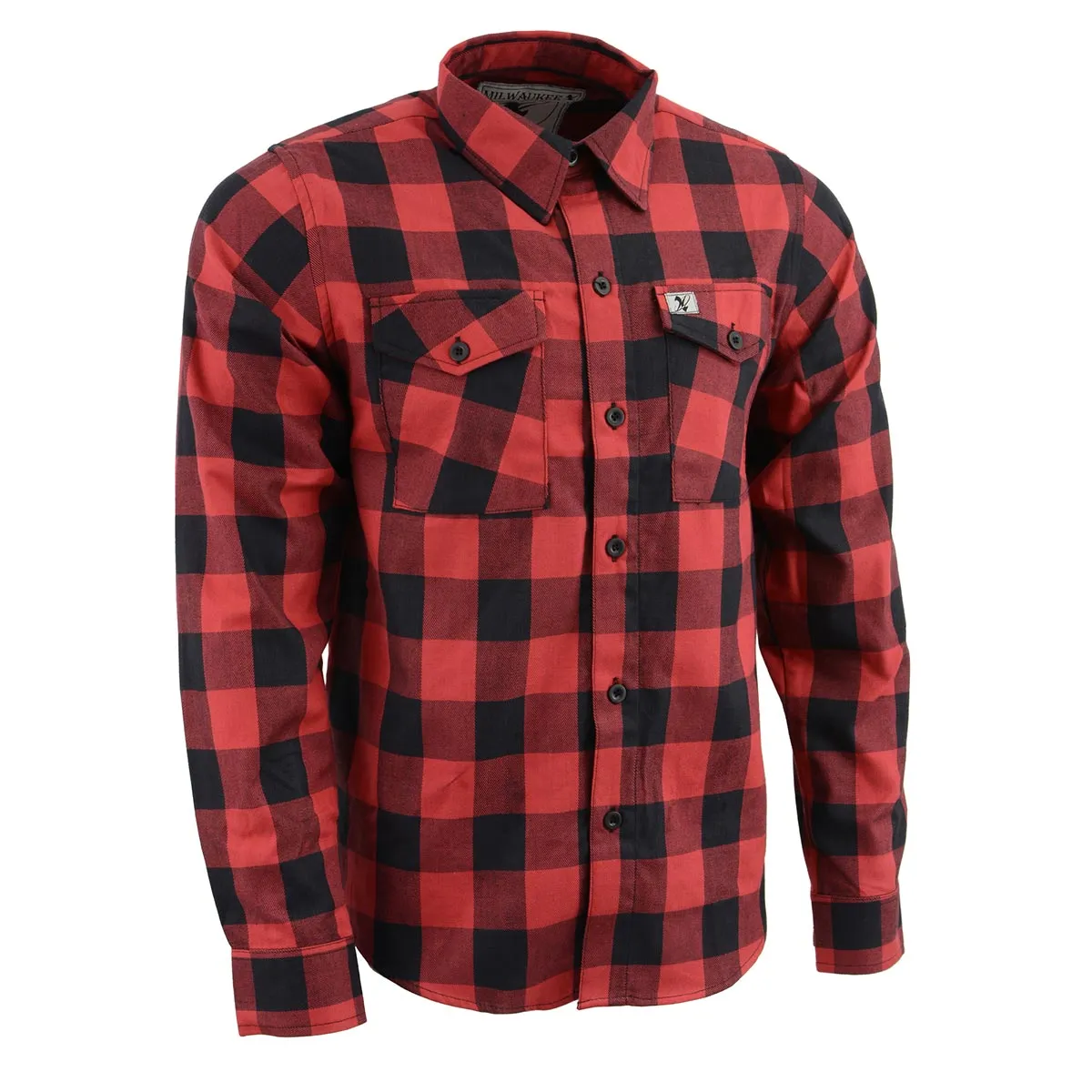 Milwaukee Leather Men's Flannel Plaid Shirt Black and Red Long Sleeve