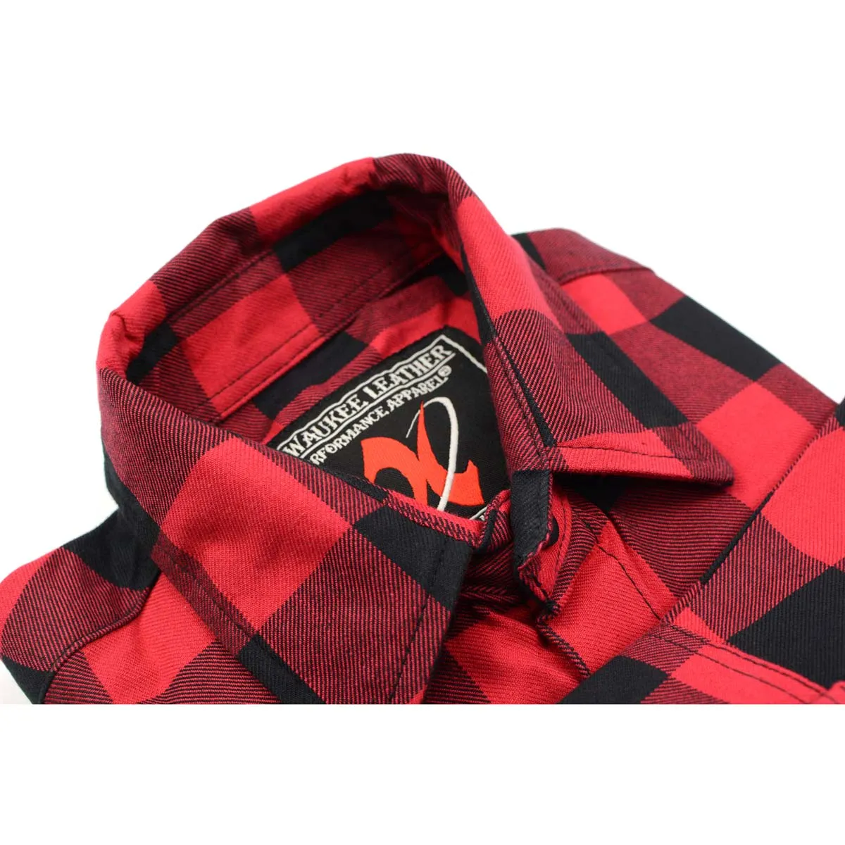 Milwaukee Leather Men's Flannel Plaid Shirt Black and Red Long Sleeve