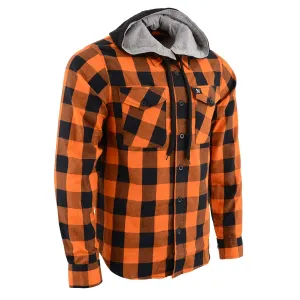 Milwaukee Leather Men's Flannel Plaid Shirt Orange and Black Long