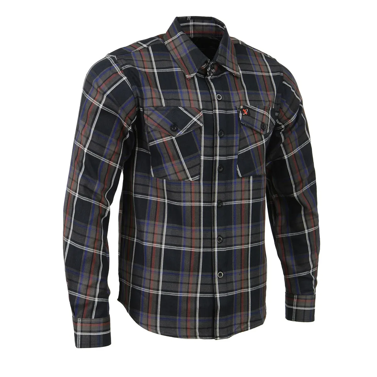 Milwaukee Leather MNG11637 Men's Black, Purple, Grey and Red Long Sleeve Cotton Flannel Shirt