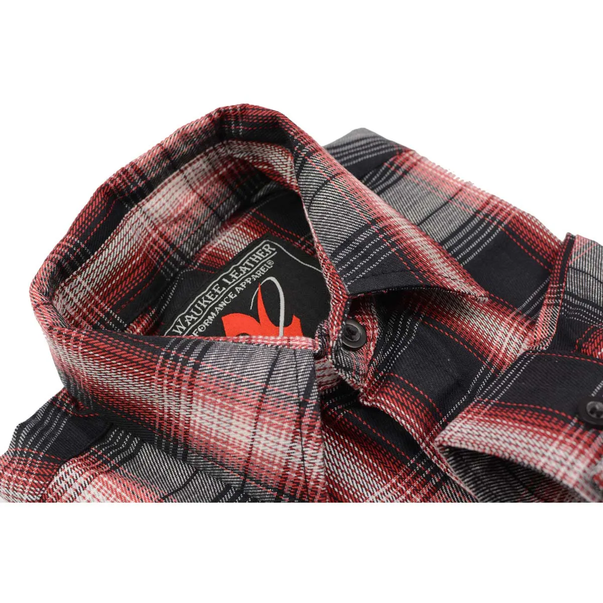 Milwaukee Leather MNG11659 Men's Black and White with Red Long Sleeve Cotton Flannel Shirt