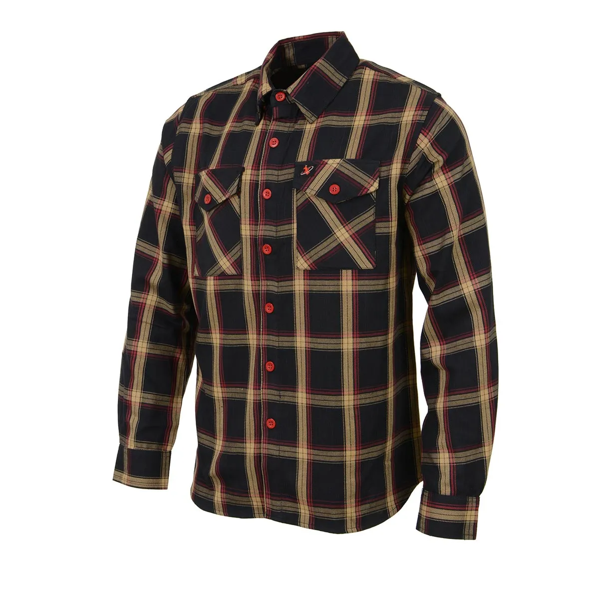 Milwaukee Leather MNG11669 Men's Black and Yellow with Red Long Sleeve Cotton Flannel Shirt