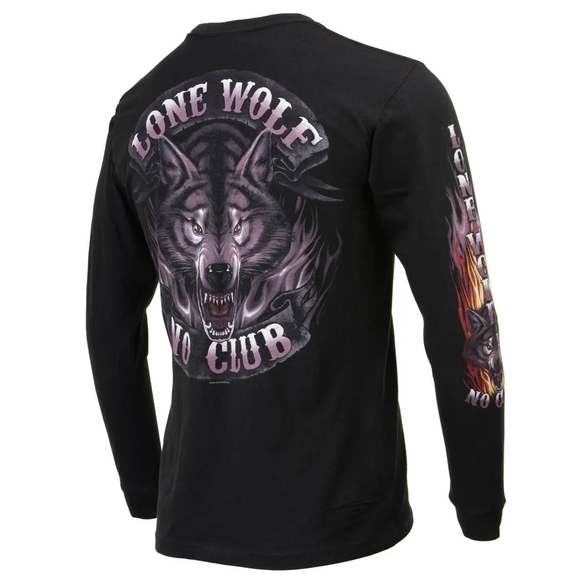 Milwaukee Leather MPMH117001 Men's 'Lone Wolf No Club' Biker Long Sleeve T-Shirt