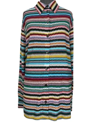 MISSONI Metallic Chevron Collared Shirt Size L