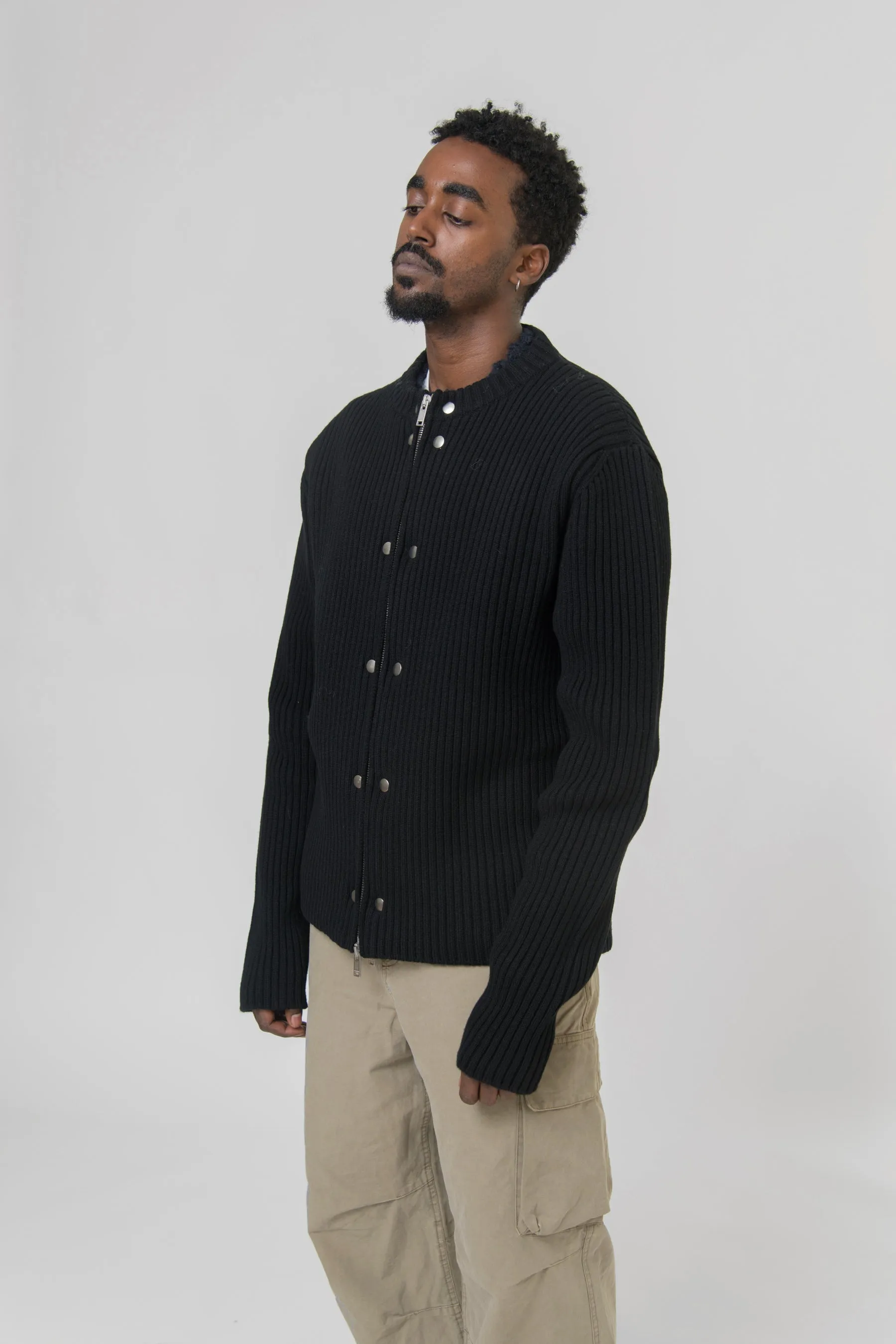 Modular Wool Cardigan Black J22FV0107