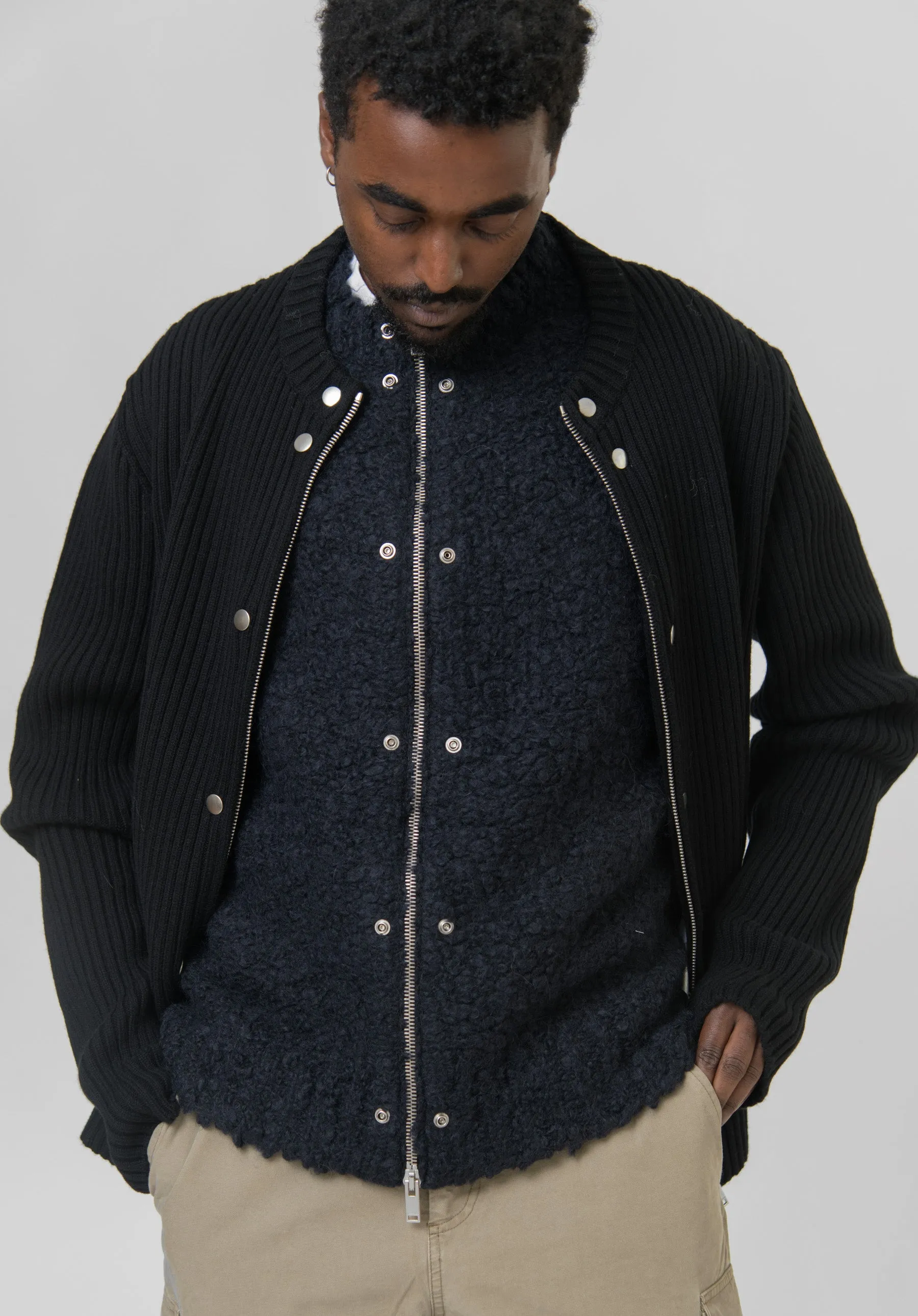 Modular Wool Cardigan Black J22FV0107