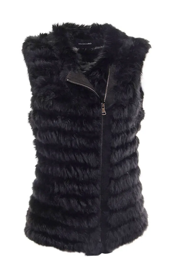 Moto Style Rabbit Fur Vest