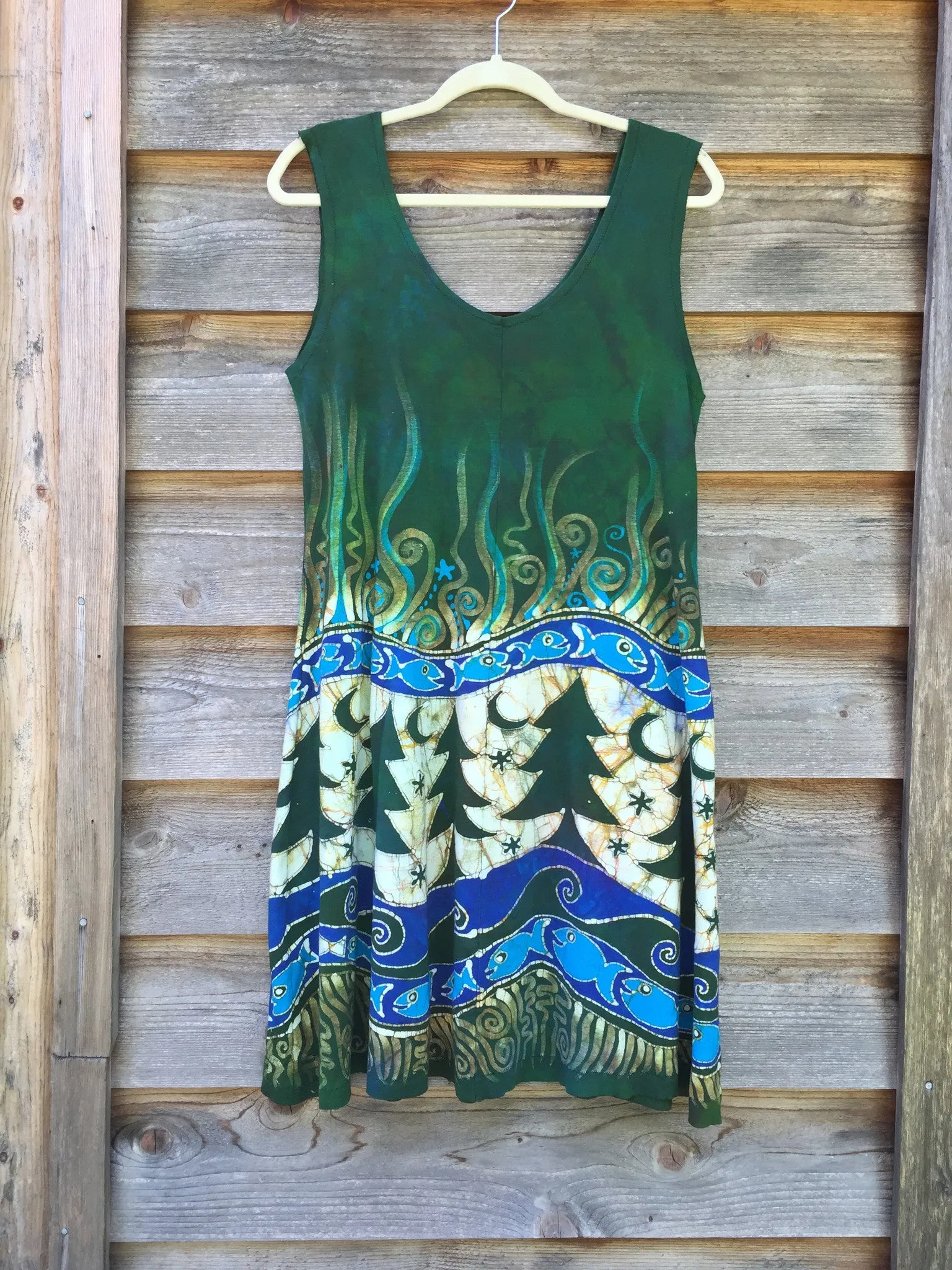 Mountain Forest River Organic Cotton Batik Dress