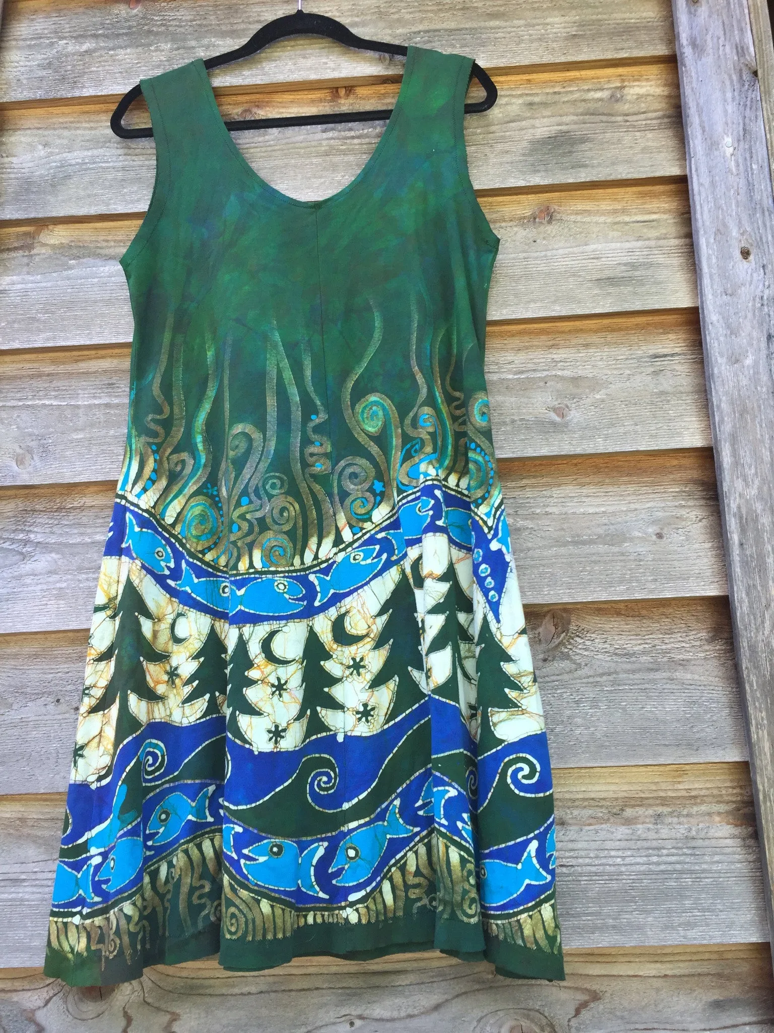 Mountain Forest River Organic Cotton Batik Dress