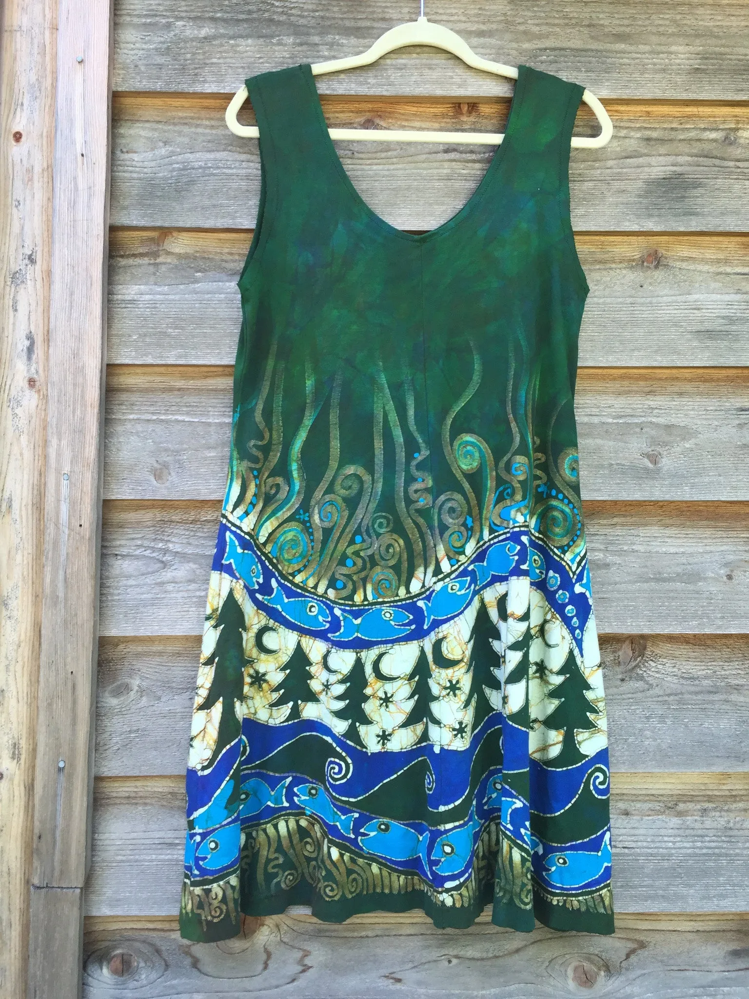 Mountain Forest River Organic Cotton Batik Dress