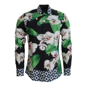 Multicolor Floral Slim Gold Formal Shirt