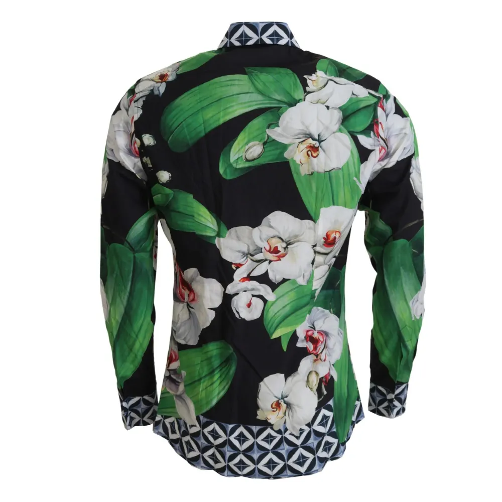 Multicolor Floral Slim Gold Formal Shirt