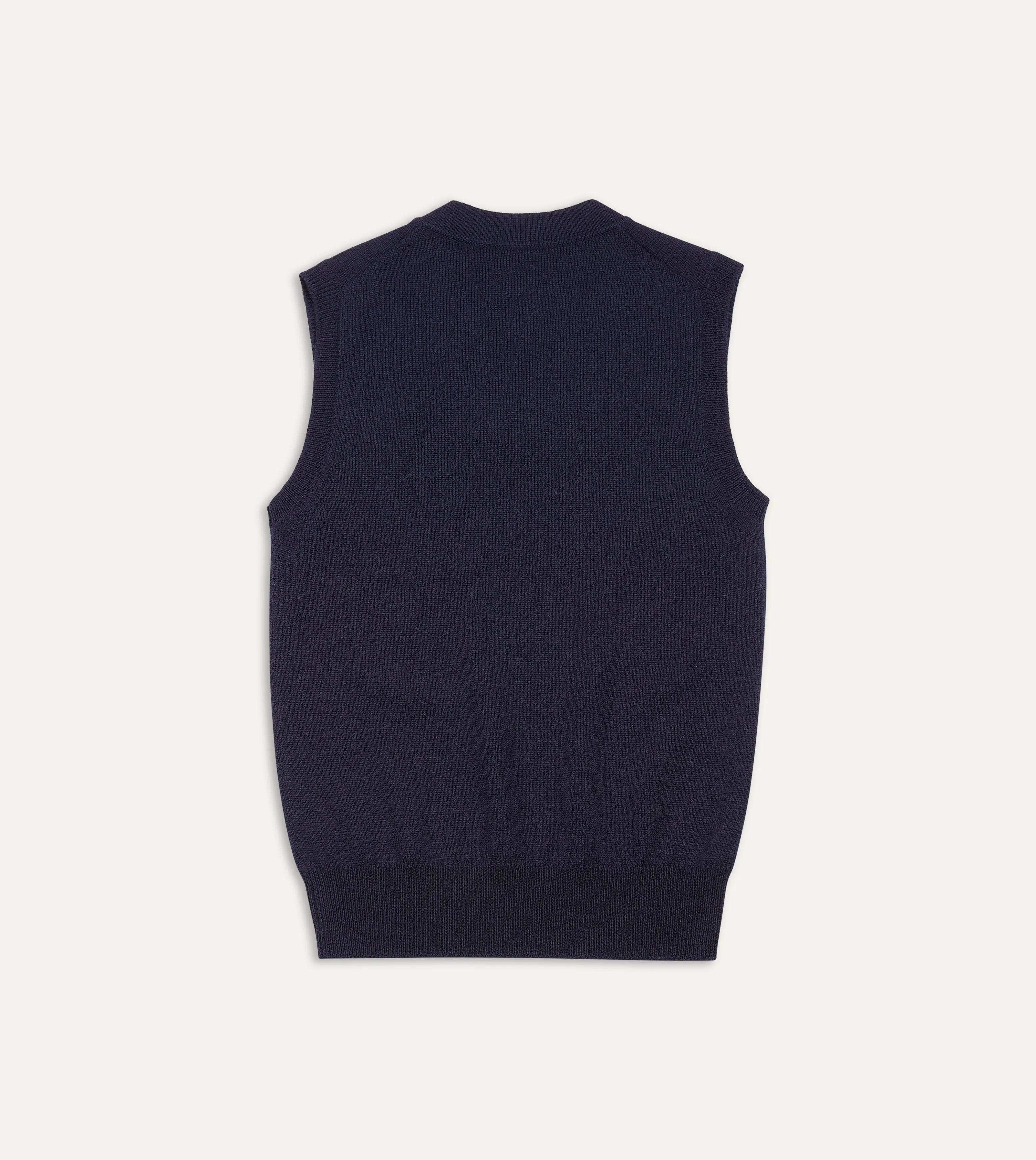 Navy Merino Wool Knitted Vest