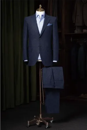 Navy Pinstripe Single Breasted Jacket / Plus Navy Pinstripe Trousers