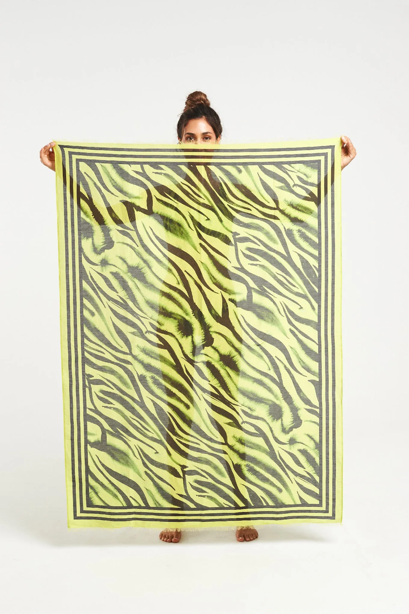 Neon Zebra Fringed Sarong Scarf