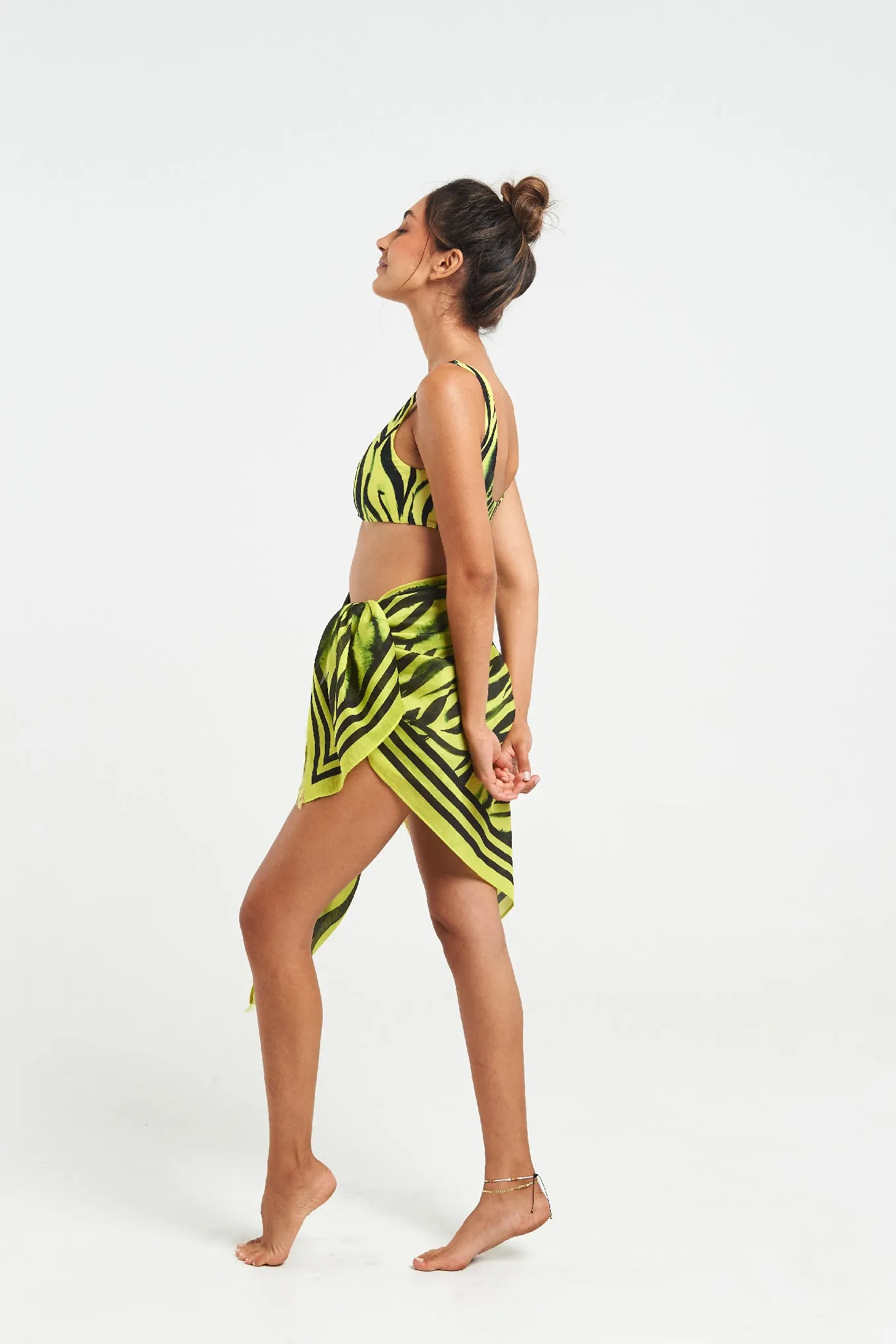 Neon Zebra Fringed Sarong Scarf