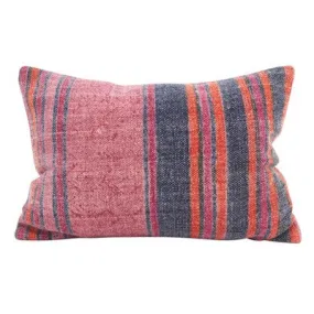 New - 12"x20" Oversize Boho Striped Down Filled Lumbar Throw Pillow Pink - Saro Lifestyle