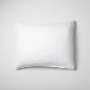 New - Casaluna Pillow Sham Cotton Chambray OEKO-TEX Bohemian Fringed, White, King