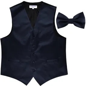 New Men's Formal Vest Tuxedo Waistcoat with Bowtie wedding prom party navy