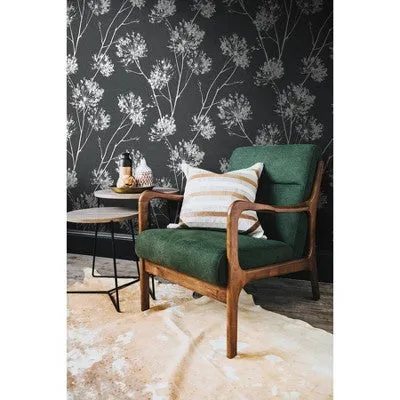 NEW - NextWall One O'Clock Botanical Peel and Stick Wallpaper Charcoal Gray