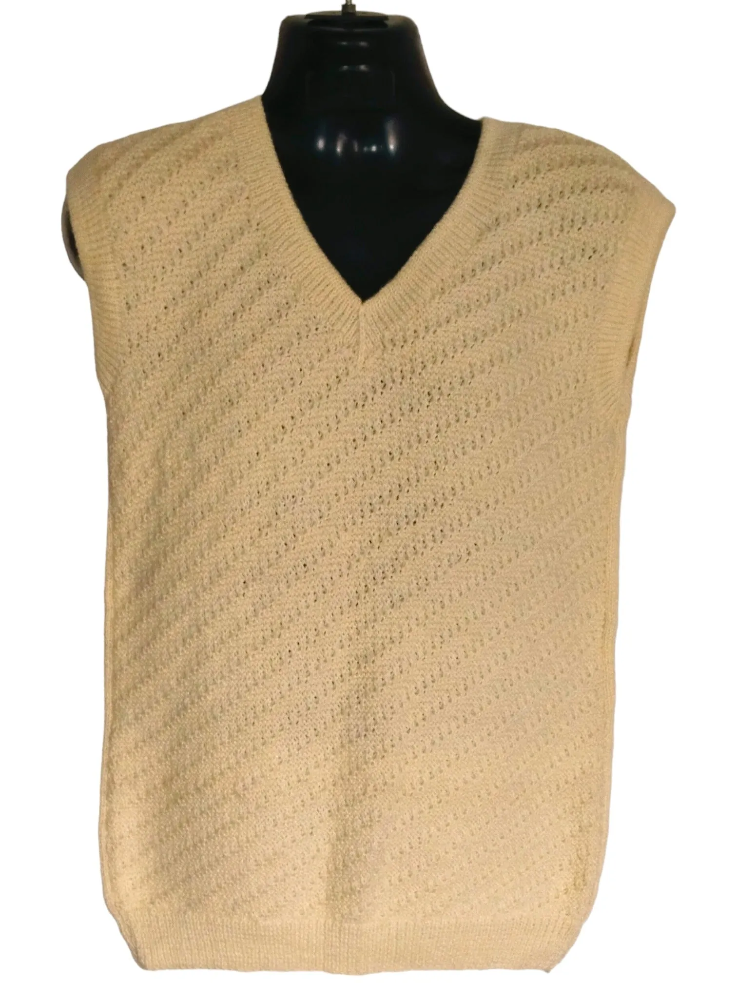 Online Graminarts Handmade Knitted Antique White Colour Half Vest Pullover For Men