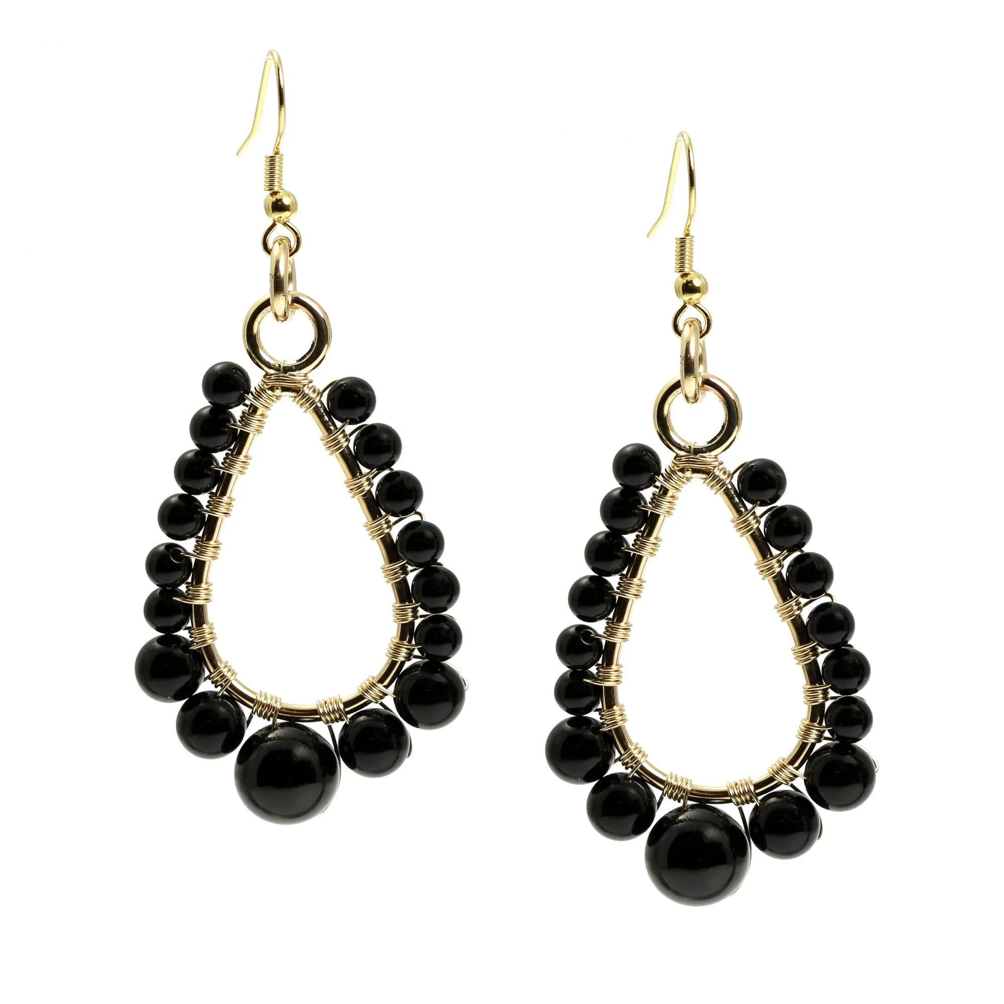 Onyx Wire Wrapped 14K Gold-filled Earrings - Small