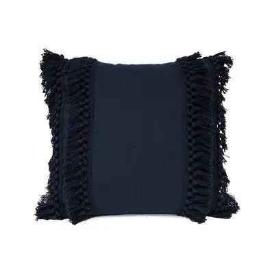 Open Box - 20"x20" Modern Tassel Square Throw Pillow Navy Blue - Lush Décor