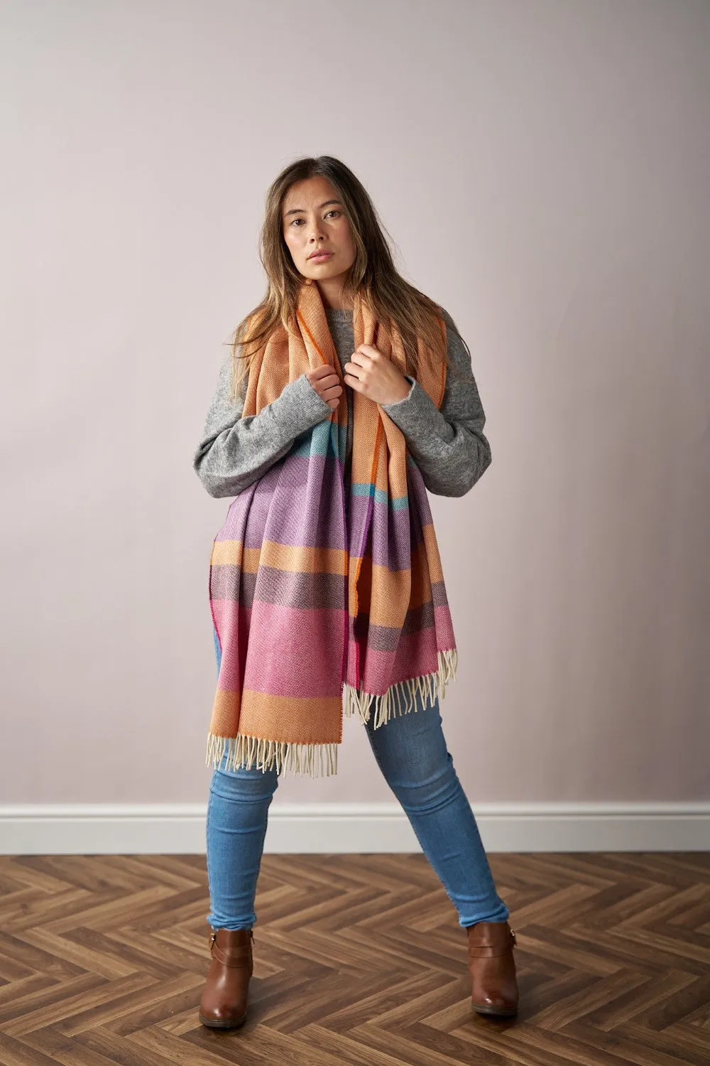 Oversized Blanket Scarf: Dahlia Stripe