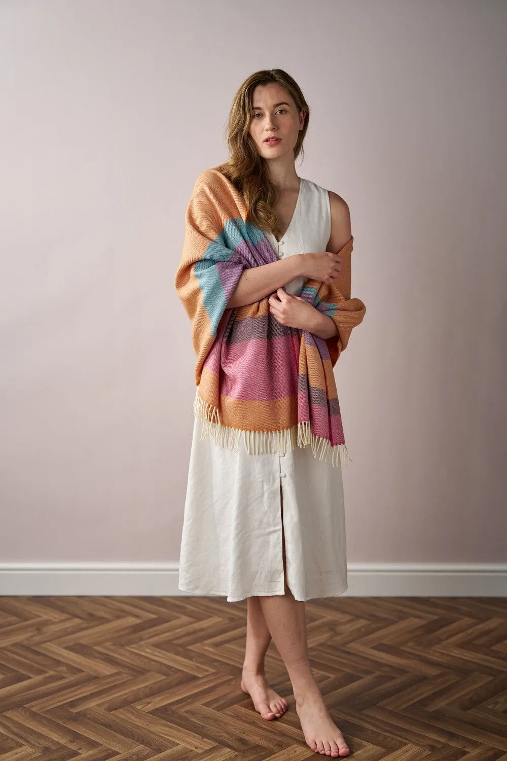 Oversized Blanket Scarf: Dahlia Stripe