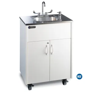 Ozark River ADSTW-SS-SS1N Premier S1 White, 37.50" Adult Height Portable Sink, Stainless Steel Countertop